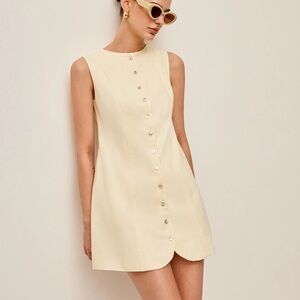 Commense Button-Front Cotton & Linen Sleeveless Dress size xs